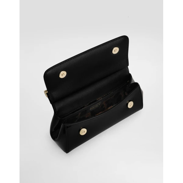 Black Dolce & Gabbana Mini Sicily handbag in polished calfskin, view 5 | Mini Bags