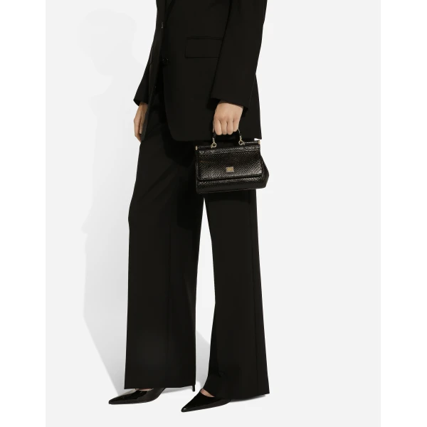 Black Dolce & Gabbana Mini Sicily handbag in python leather, view 2 | Mini Bags