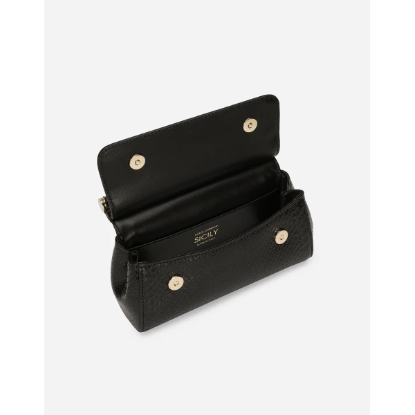Black Dolce & Gabbana Mini Sicily handbag in python leather, view 5 | Mini Bags