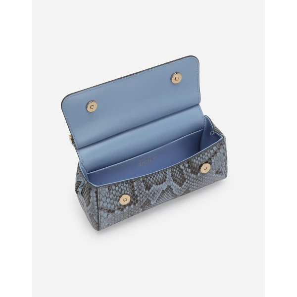 Light Blue Dolce & Gabbana Mini Sicily handbag in python leather, view 5 | Mini Bags
