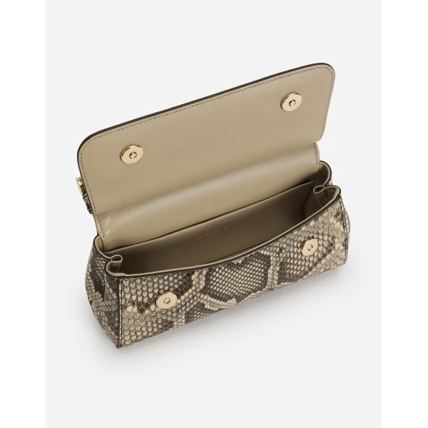 Yellow Dolce & Gabbana Mini Sicily handbag in python leather, view 4 | Mini Bags