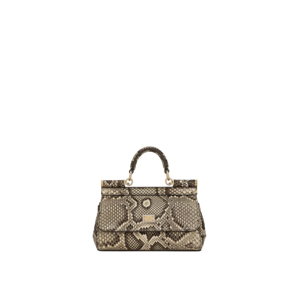 Yellow Dolce & Gabbana Mini Sicily handbag in python leather | Mini Bags