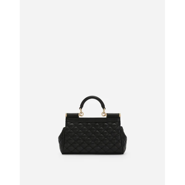 Black Dolce & Gabbana Mini Sicily handbag in quilted nappa leather, view 4 | Mini Bags