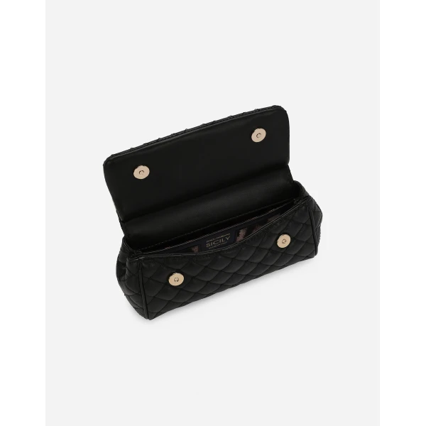 Black Dolce & Gabbana Mini Sicily handbag in quilted nappa leather, view 5 | Mini Bags