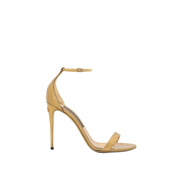 Gold Dolce & Gabbana Mirrored-effect calfskin sandals | Sandals