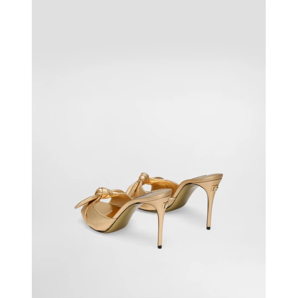 Gold Dolce & Gabbana Mordoré nappa leather sandals, view 3 | Mules