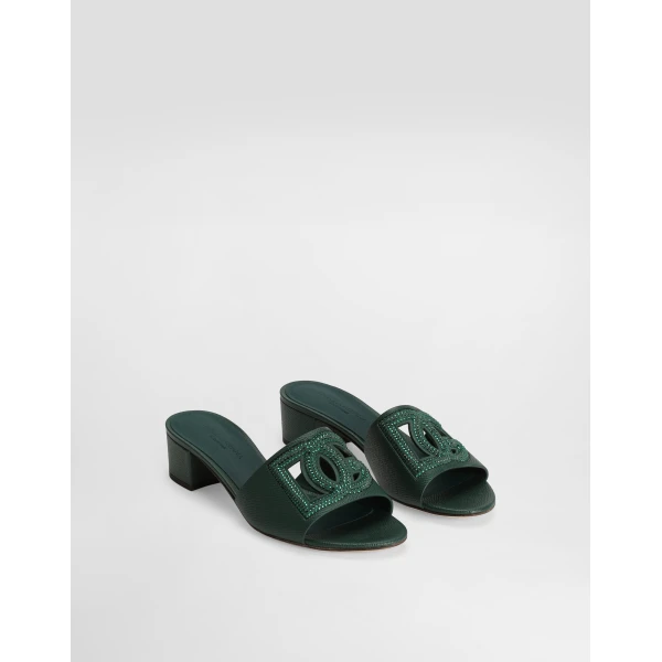 Multicolour Dolce & Gabbana Mule in dauphine calfskin, suede and rhinestones, view 2 | Mules
