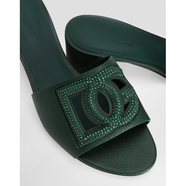Multicolour Dolce & Gabbana Mule in dauphine calfskin, suede and rhinestones, view 4 | Mules