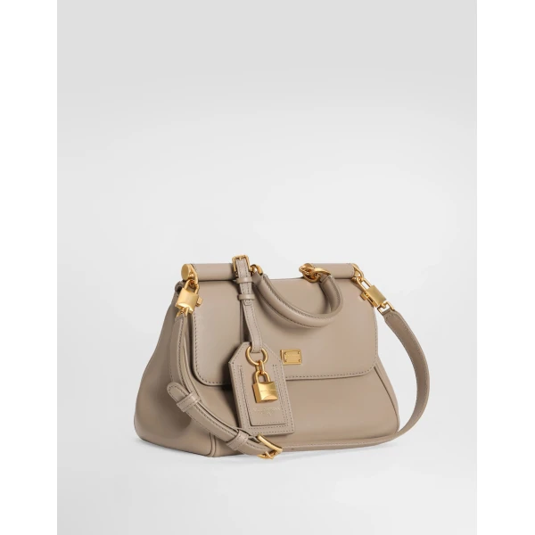 Beige Dolce & Gabbana My Sicily plongé calfskin bag, view 2 | Totes & Top-Handle Bags