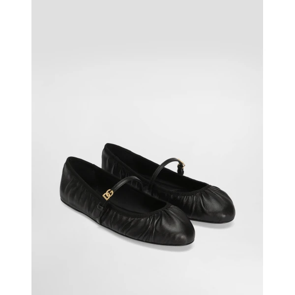 Black Dolce & Gabbana Nappa leather ballet flats, view 2 | Flats