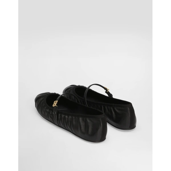 Black Dolce & Gabbana Nappa leather ballet flats, view 3 | Flats