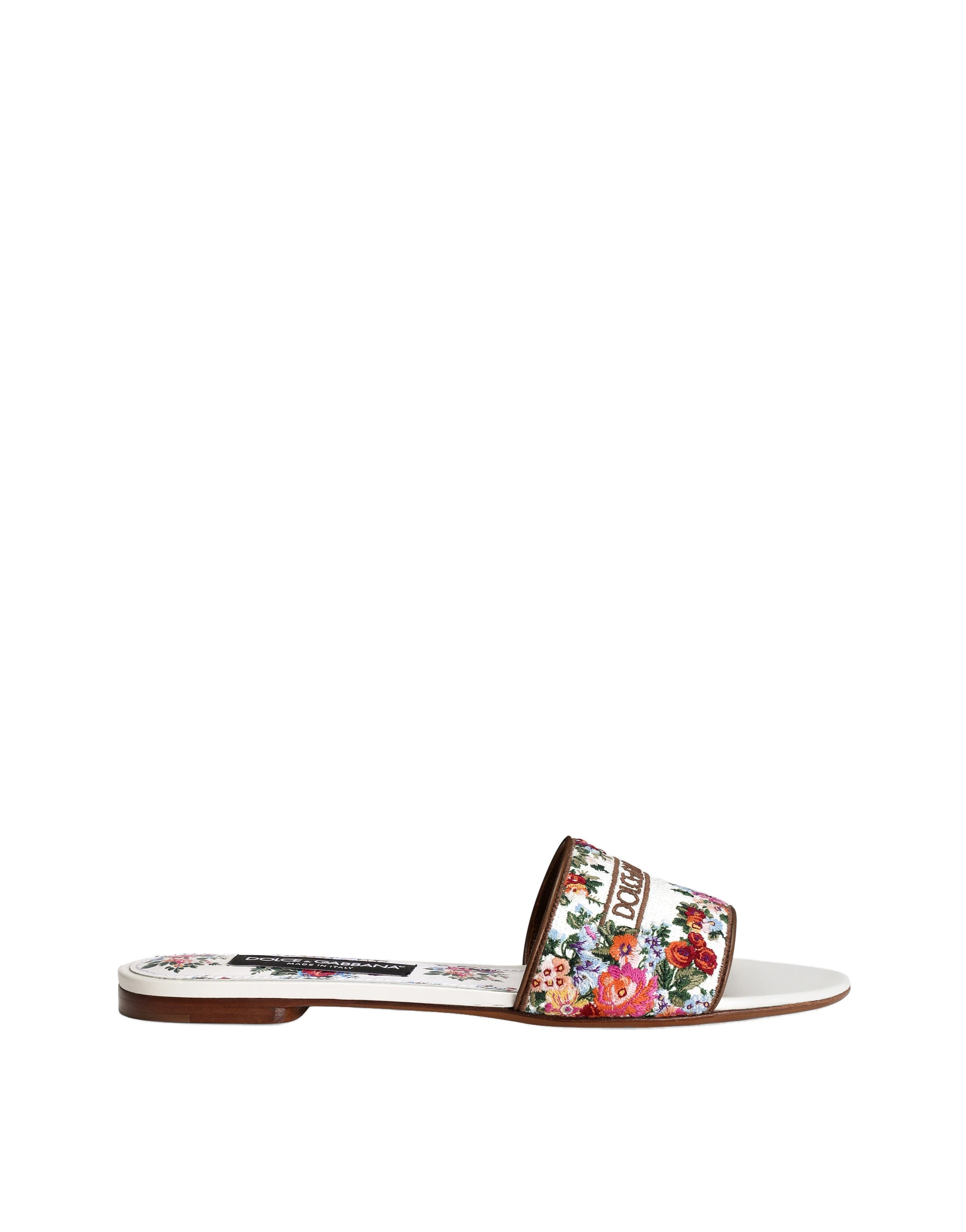 Dolce & Gabbana Nappa leather flat slippers with embroidery