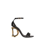 Black Dolce & Gabbana Nappa leather sandals with baroque DG detail | Sandals