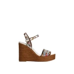 White Dolce & Gabbana Nappa leather weDGe sandals with embroidery | Sandals