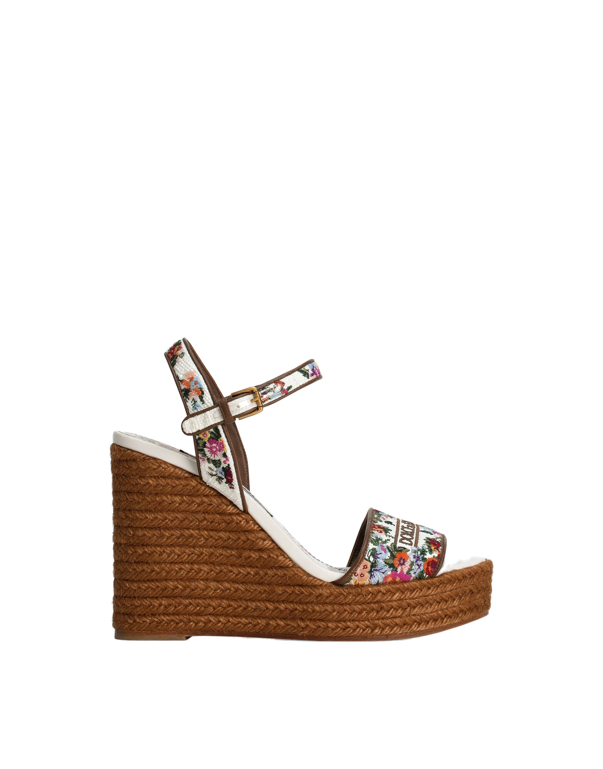 Dolce & Gabbana Nappa leather wedge sandals with embroidery