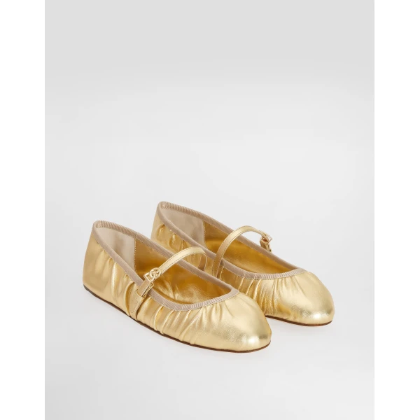 Gold Dolce & Gabbana Nappa mordore ballet flats, view 2 | Flats