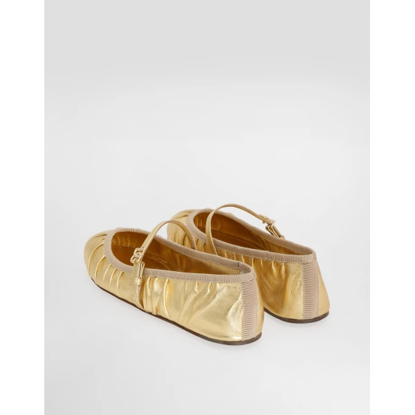 Gold Dolce & Gabbana Nappa mordore ballet flats, view 3 | Flats