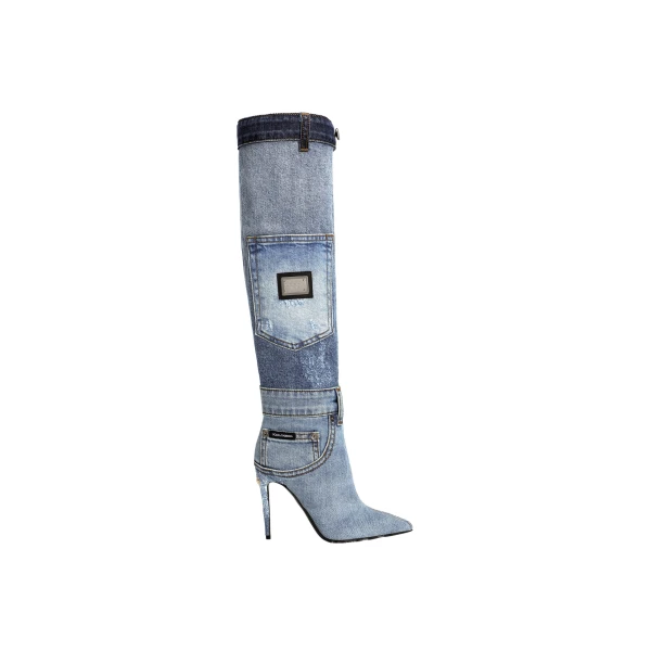 Blue Dolce & Gabbana Patchwork denim boots | Boots