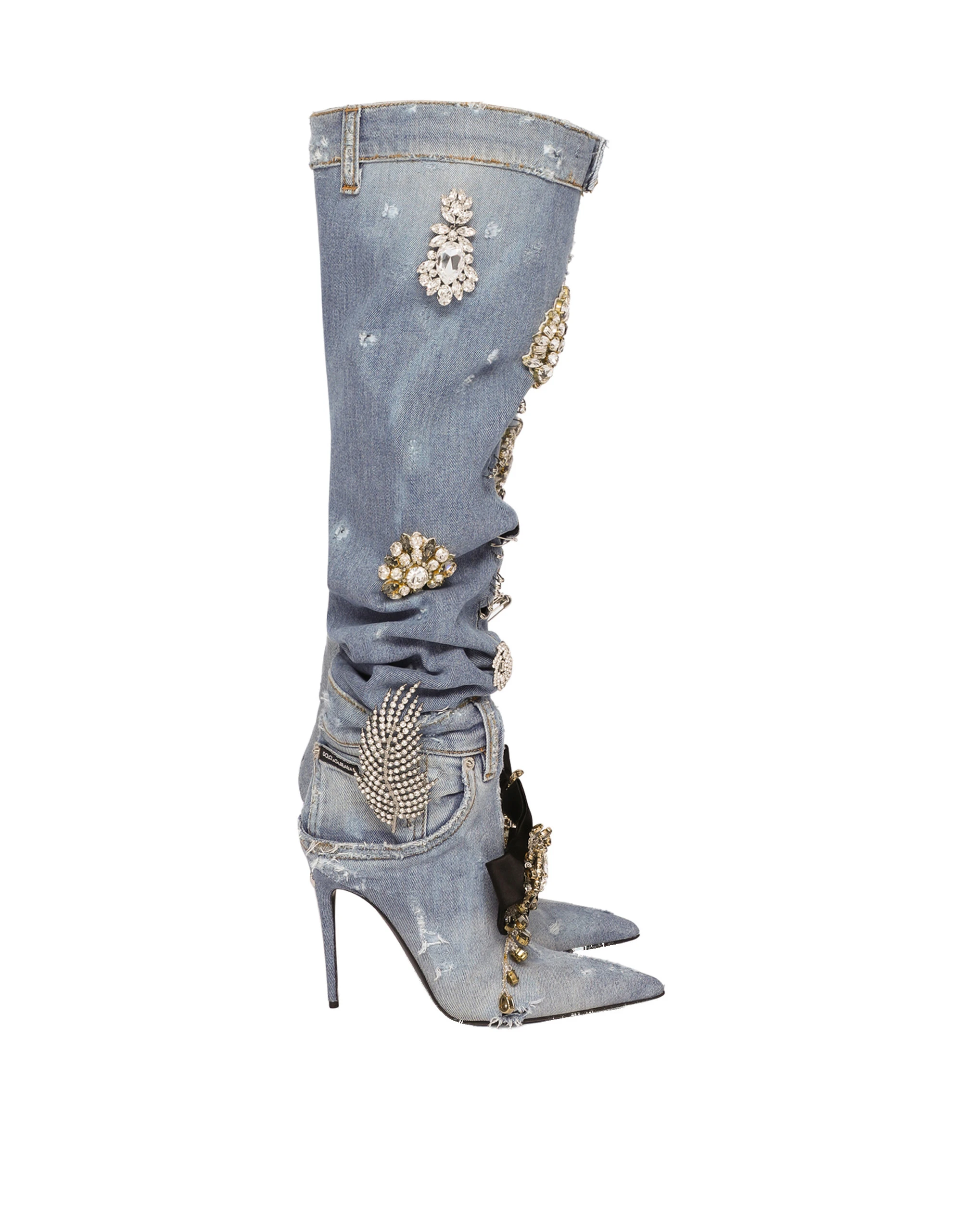 Dolce & Gabbana Patchwork denim boots with embroidery