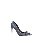 Blue Dolce & Gabbana Patchwork denim pumps with rhinestone buckle | Heels
