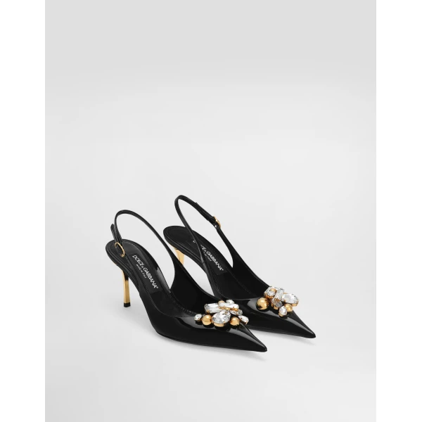 Multicolour Dolce & Gabbana Patent leather slingback with embellishment, view 2 | Heels