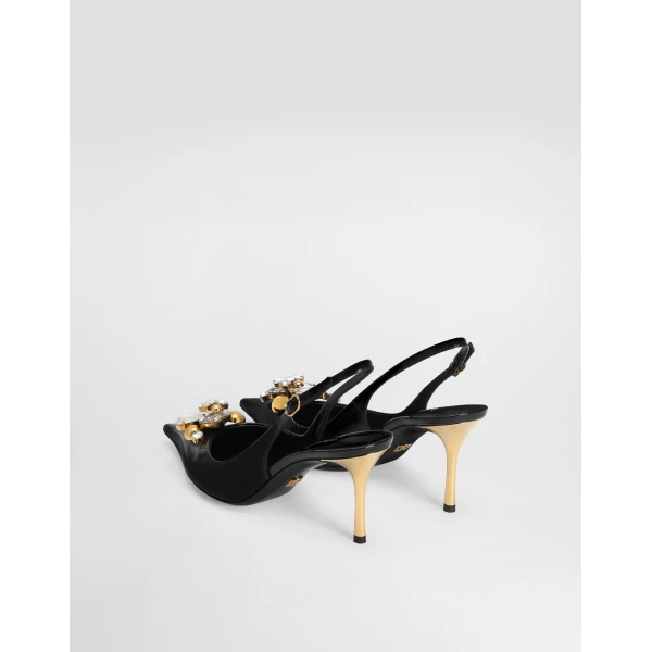 Multicolour Dolce & Gabbana Patent leather slingback with embellishment, view 3 | Heels