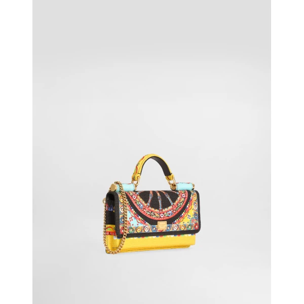 Multicolour Dolce & Gabbana Phone bag in carretto-print canvas, view 4 | Mini Bags