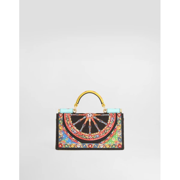 Multicolour Dolce & Gabbana Phone bag in carretto-print canvas, view 5 | Mini Bags