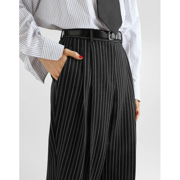Multicolour Dolce & Gabbana Pinstripe virgin wool trousers, view 4 | Pants