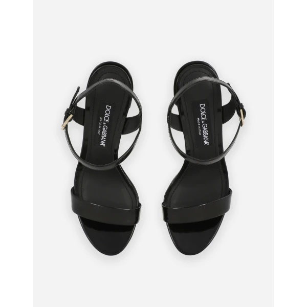 Black Dolce & Gabbana Polished calfskin platform sandals, view 3 | Sandals
