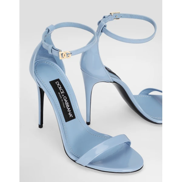 Light Blue Dolce & Gabbana Polished calfskin sandals, view 4 | Sandals