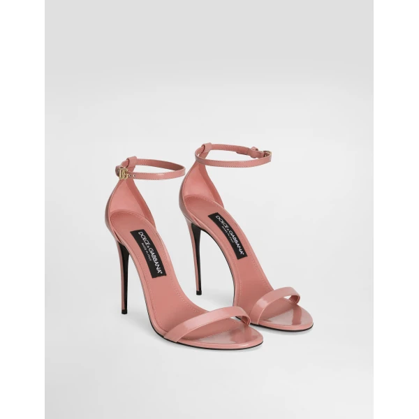 Pink Dolce & Gabbana Polished calfskin sandals, view 2 | Sandals