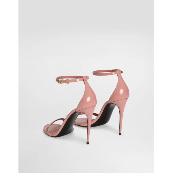 Pink Dolce & Gabbana Polished calfskin sandals, view 3 | Sandals