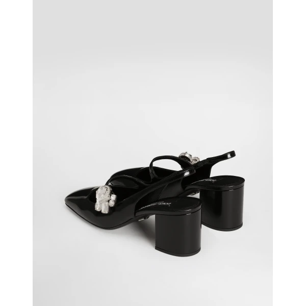Black Dolce & Gabbana Polished calfskin slingback, view 3 | Heels