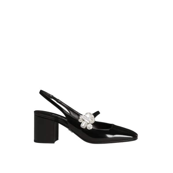Polished calfskin slingback