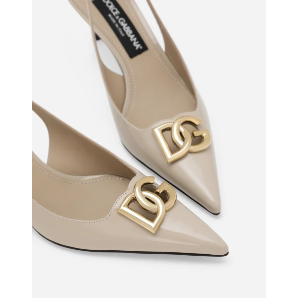 Beige Dolce & Gabbana Polished calfskin slingbacks, view 5 | Heels