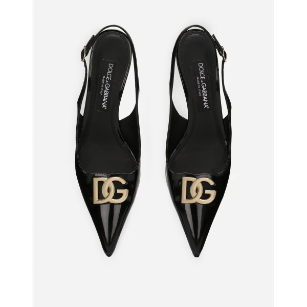 Black Dolce & Gabbana Polished calfskin slingbacks, view 4 | Heels