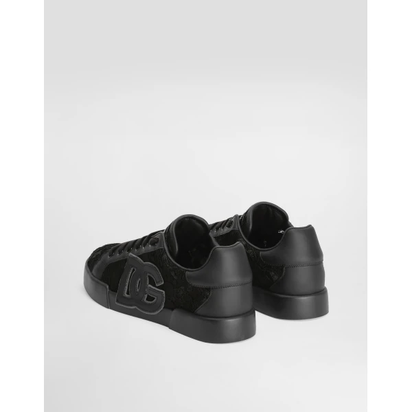 Multicolour Dolce & Gabbana Portofino light strobel sneakers in taormina lace, view 3 | Sneakers