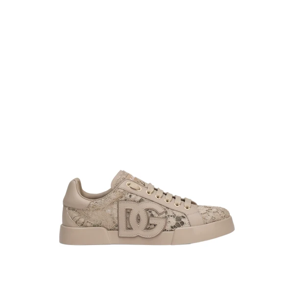 Multicolour Dolce & Gabbana Portofino light strobel sneakers in taormina lace and calfskin | Sneakers