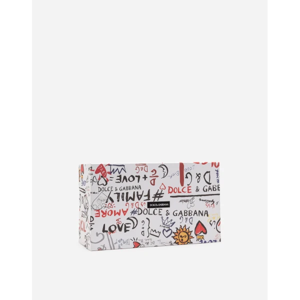 White and Pink Dolce & Gabbana Portofino sneakers in nappa calfskin with lettering, view 5 | Sneakers