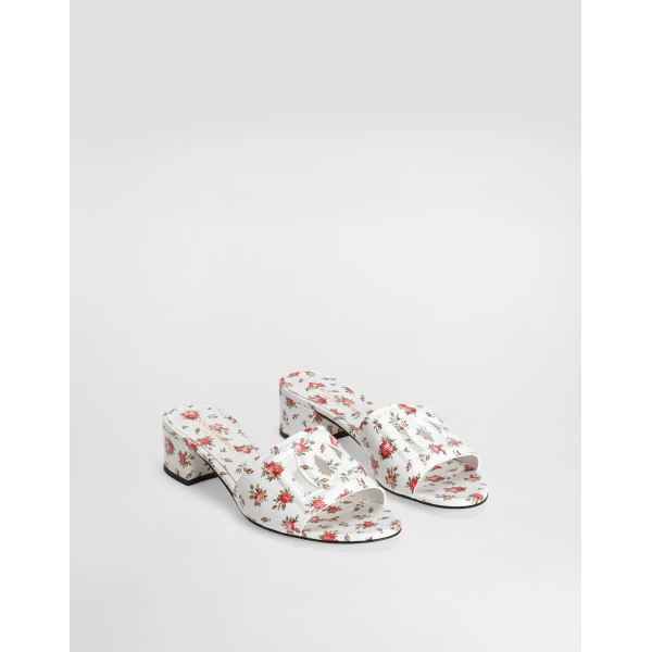 Multicolour Dolce & Gabbana Printed calfskin mules with little roses print, view 2 | Mules