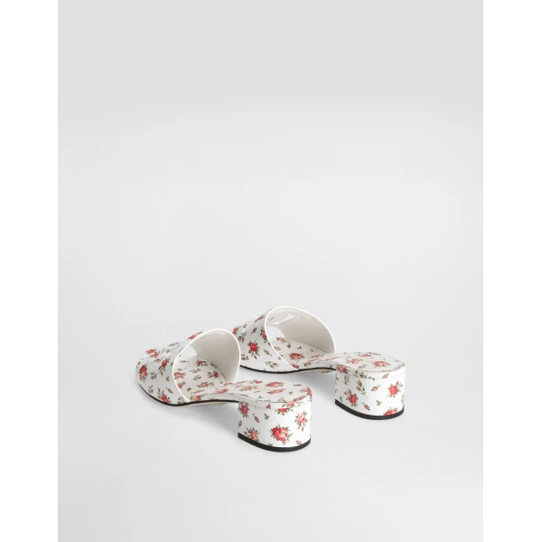 Multicolour Dolce & Gabbana Printed calfskin mules with little roses print, view 3 | Mules