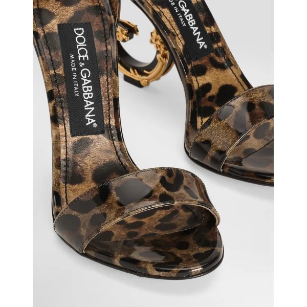 Animal Print Dolce & Gabbana Printed polished calfskin Baroque DG sandals, view 4 | Sandals