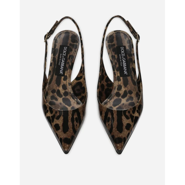 Animal Print Dolce & Gabbana Printed polished calfskin slingbacks, view 4 | Heels