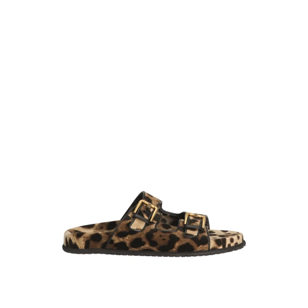 Print Dolce & Gabbana Printed velvet sliders | Flip Flops & Slides