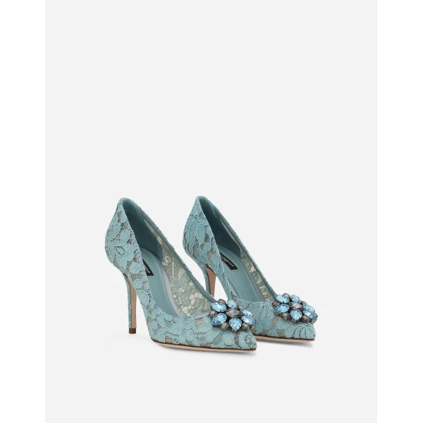 Azure Dolce & Gabbana Pump in Taormina lace with crystals, view 2 | Heels