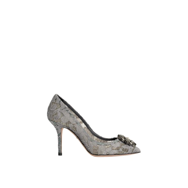 Grey Dolce & Gabbana Pump in Taormina lace with crystals | Heels
