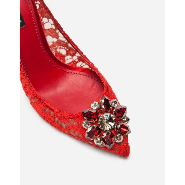 Red Dolce & Gabbana Pump in Taormina lace with crystals, view 2 | Heels