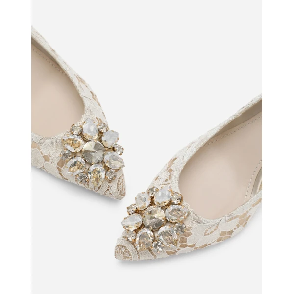 White Dolce & Gabbana Pump in Taormina lace with crystals, view 5 | Heels