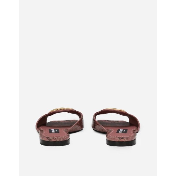 Pink Dolce & Gabbana Python skin sliders, view 3 | Flip Flops & Slides